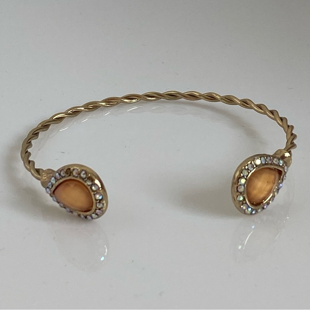 BaubleBar Gold Twisted Pavé Crystal Gem Adjustable Cuff